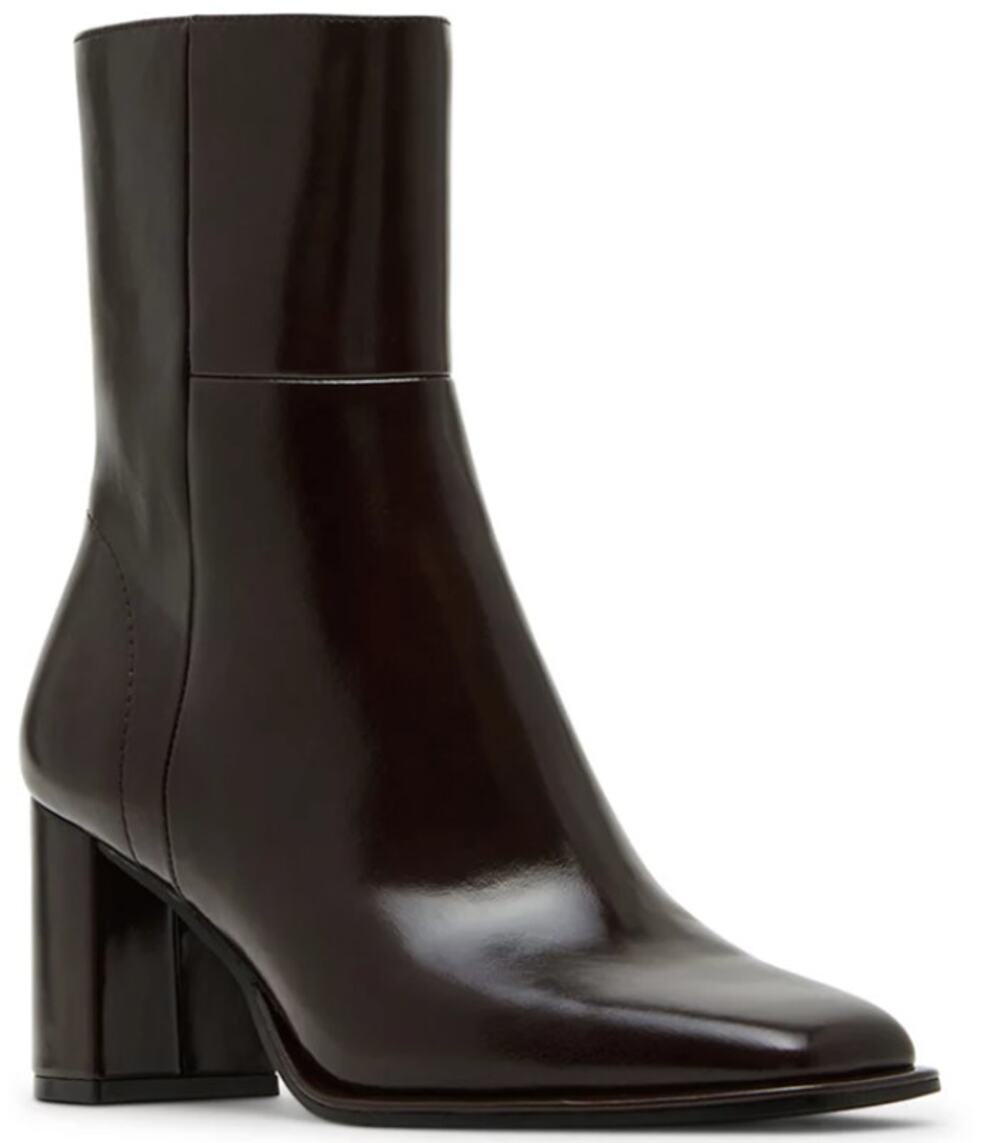 Madden Girl Monicaa Boots Women's Size 7 Dark Brown Ankle Zip Block Heel Booties